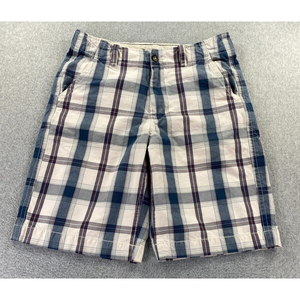 American Eagle Longer Length Shorts Mens Sz 32 (Fits 34) Navy/Red Casual Plaid